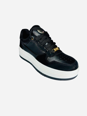 🖤 6751 negro st– Tenis de Plataforma Alta con Texturas y Brillo