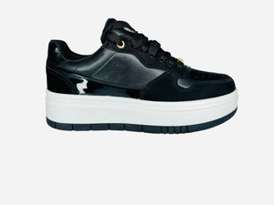 🖤 6751 negro st– Tenis de Plataforma Alta con Texturas y Brillo