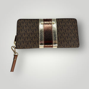 Cartera Michael Kors Original – Elegancia Café con Toque Exótico