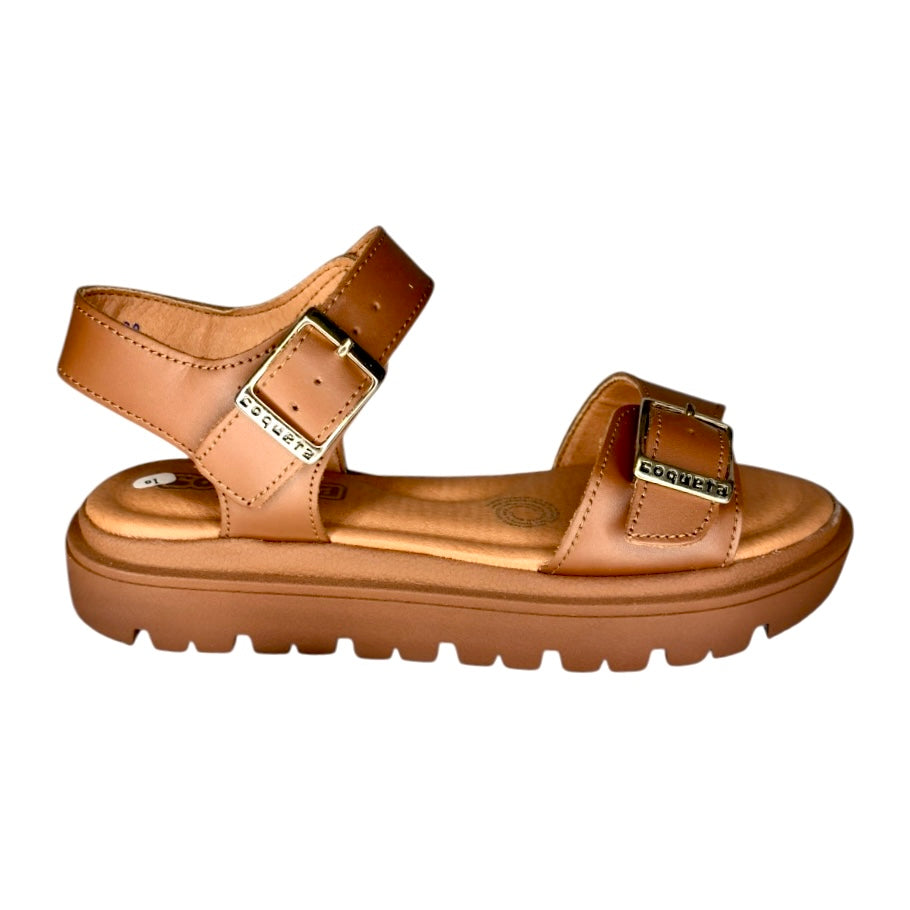 Sandalia para Niña – Color Miel con Plataforma | Marca Coqueta