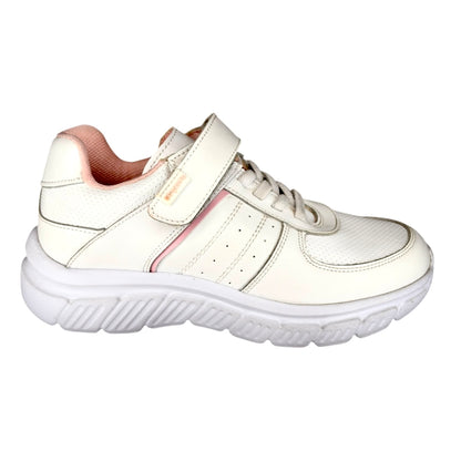 Tenis para Niña material piel – Blanco con Detalles en Rosa
