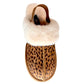 CXI Pantufla con plataforma estampado leopardo y peluche blanco