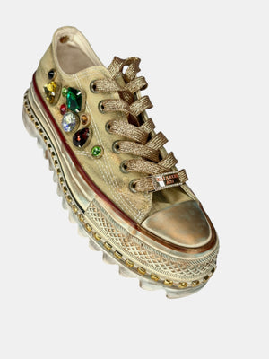 ✨ RUST23002 natural Golden Spark – Tenis Nicole con Detalles de Lujo