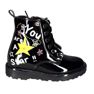 Bota Coqueta para Niña – Negro Charol con Luces