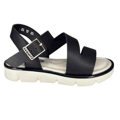 Sandalia Casual para Niña – Negra con Plataforma Blanca | Marca Coqueta