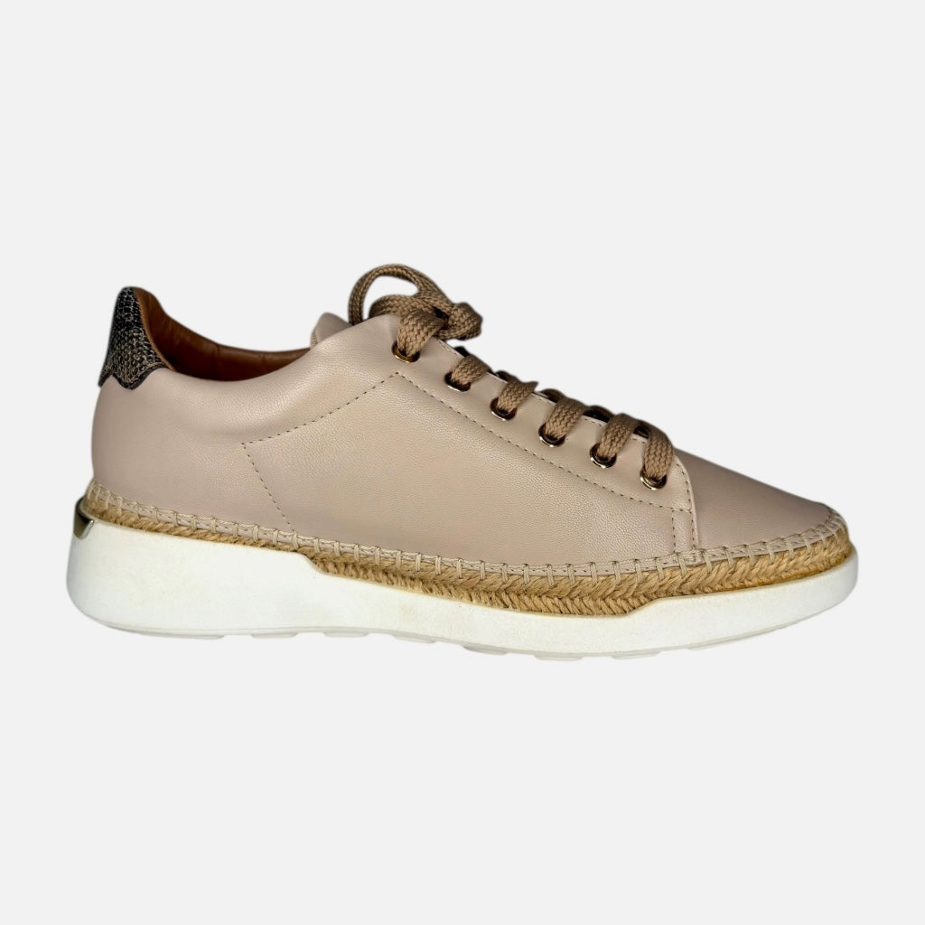 860002 lambskin/ beige de piel con tira de yute